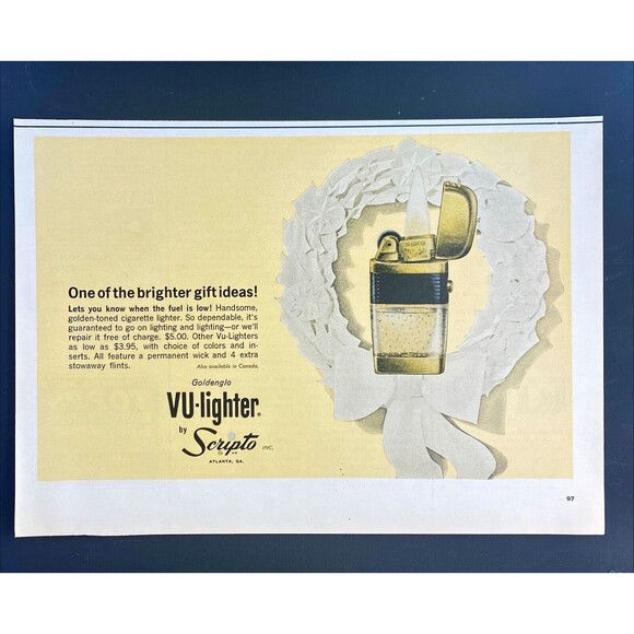Scripto VU-Lighter "One of the brighter gift ideas!" Vintage Print Ad 1963 - Picture 3 of 3
